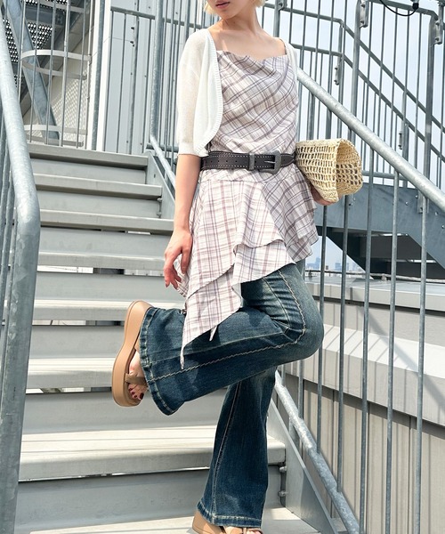 SpRay（スプレイ）の「チェックヘムキャミチュニック（チュニック・レディース・ベージュ/グレー・FREE）」の18枚目の写真