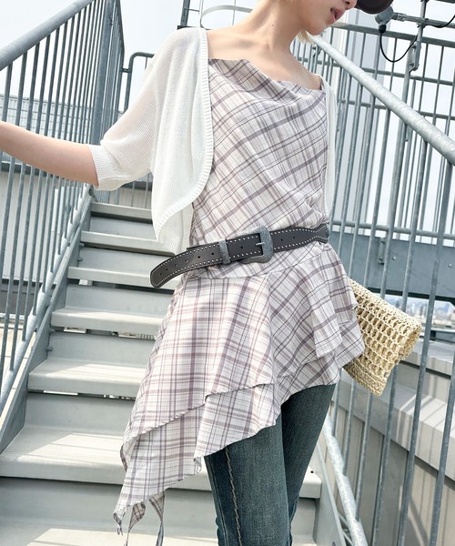 SpRay（スプレイ）の「チェックヘムキャミチュニック（チュニック・レディース・ベージュ/グレー・FREE）」の17枚目の写真