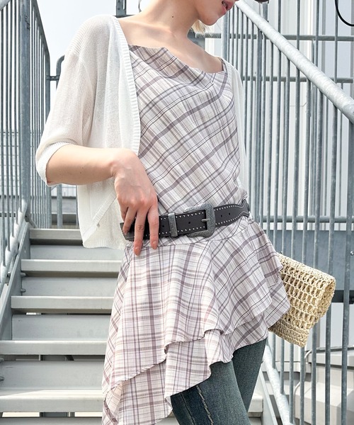 SpRay（スプレイ）の「チェックヘムキャミチュニック（チュニック・レディース・ベージュ/グレー・FREE）」の15枚目の写真