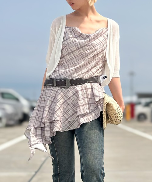 SpRay（スプレイ）の「チェックヘムキャミチュニック（チュニック・レディース・ベージュ/グレー・FREE）」の14枚目の写真