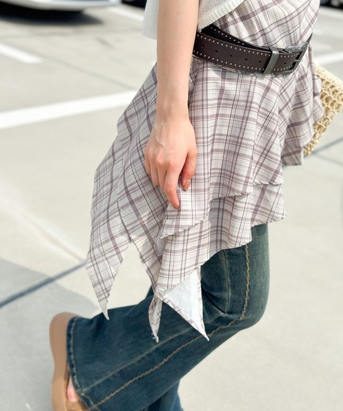 SpRay（スプレイ）の「チェックヘムキャミチュニック（チュニック・レディース・ベージュ/グレー・FREE）」の13枚目の写真