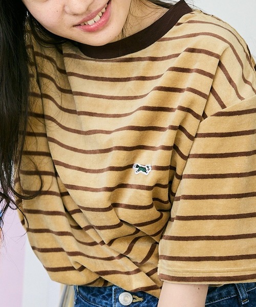 PENNEYS(ぺニーズ)の「PENNEYS/ペニーズ THE FOX MULTI VELOUR BORDER T Tシャツ ベロア マルチボーダー メンズ 秋物 秋服 2026年秋冬(Tシャツ/カットソー・メンズ・イエロー/キャメル・L/M)」の2枚目の写真