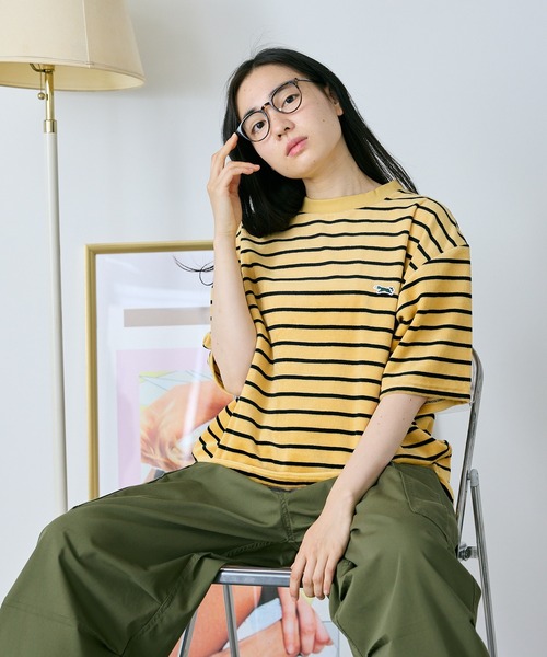 PENNEYS(ぺニーズ)の「PENNEYS/ペニーズ THE FOX MULTI VELOUR BORDER T Tシャツ ベロア マルチボーダー メンズ 秋物 秋服 2026年秋冬(Tシャツ/カットソー・メンズ・イエロー/キャメル・L/M)」の1枚目の写真