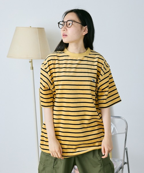 PENNEYS(ぺニーズ)の「PENNEYS/ペニーズ THE FOX MULTI VELOUR BORDER T Tシャツ ベロア マルチボーダー メンズ 秋物 秋服 2026年秋冬(Tシャツ/カットソー・メンズ・イエロー/キャメル・L/M)」の4枚目の写真