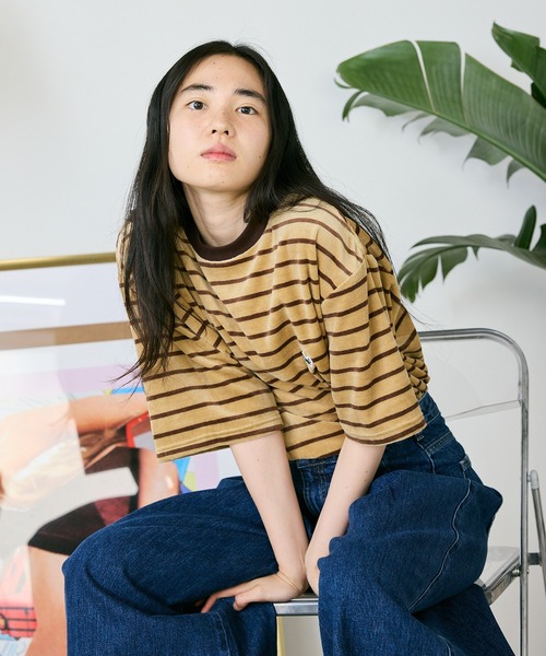 PENNEYS(ぺニーズ)の「PENNEYS/ペニーズ THE FOX MULTI VELOUR BORDER T Tシャツ ベロア マルチボーダー メンズ 秋物 秋服 2026年秋冬(Tシャツ/カットソー・メンズ・イエロー/キャメル・L/M)」の12枚目の写真
