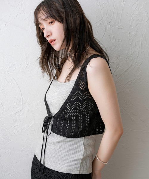 NOAHL（ノアル）の「【NOAHL】クロシェ編みビスチェ（キャミソール・レディース・アイボリー/ブラック/ブラウン・FREE）」の2枚目の写真