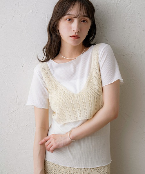 NOAHL（ノアル）の「【NOAHL】クロシェ編みビスチェ（キャミソール・レディース・アイボリー/ブラック/ブラウン・FREE）」の4枚目の写真
