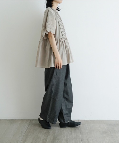 休日と詩　マルシェブラウス　美品　長袖　ブラウス　シャツ　オオカミとフクロウ ブランド古着】オオカミとフクロウ オオカミと時色のアイカ