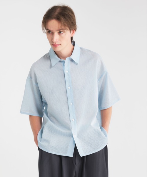 Regen Glanz（レーゲングランツ）の「striped sheer shirt/ストライプシアーシャツ（シャツ/ブラウス・メンズ・ブルー/グレー/ブラック・MEDIUM/SMALL/LARGE）」の4枚目の写真