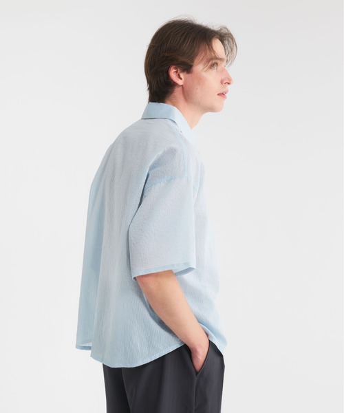 Regen Glanz（レーゲングランツ）の「striped sheer shirt/ストライプシアーシャツ（シャツ/ブラウス・メンズ・ブルー/グレー/ブラック・MEDIUM/SMALL/LARGE）」の7枚目の写真