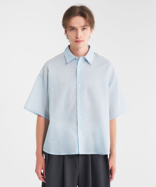 Regen Glanz（レーゲングランツ）の「striped sheer shirt/ストライプシアーシャツ（シャツ/ブラウス・メンズ・ブルー/グレー/ブラック・MEDIUM/SMALL/LARGE）」の5枚目の写真