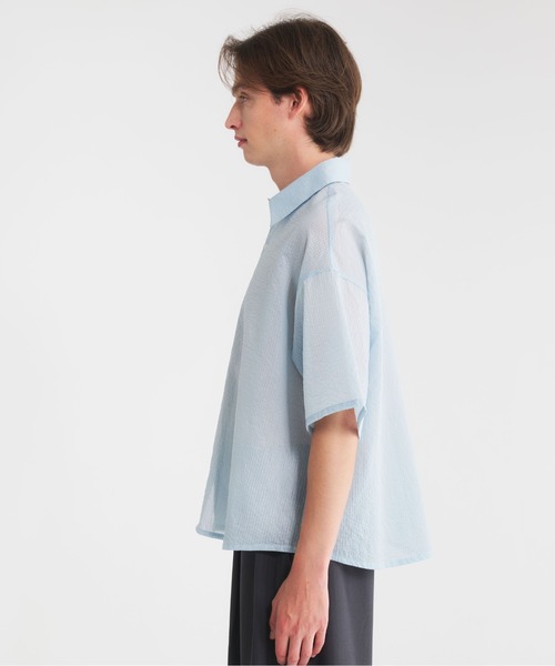 Regen Glanz（レーゲングランツ）の「striped sheer shirt/ストライプシアーシャツ（シャツ/ブラウス・メンズ・ブルー/グレー/ブラック・MEDIUM/SMALL/LARGE）」の8枚目の写真