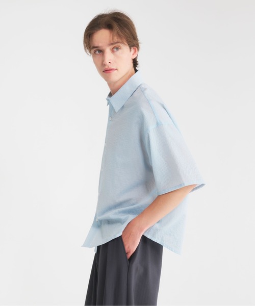 Regen Glanz（レーゲングランツ）の「striped sheer shirt/ストライプシアーシャツ（シャツ/ブラウス・メンズ・ブルー/グレー/ブラック・MEDIUM/SMALL/LARGE）」の10枚目の写真