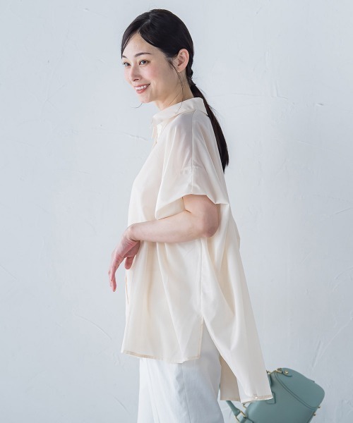 LAUTREAMONT(ロートレアモン)の「スパンボイルチュニックブラウス≪手洗い可能≫(シャツ/ブラウス・レディース・オフホワイト/ブルー/ブラック・9号)」の17枚目の写真