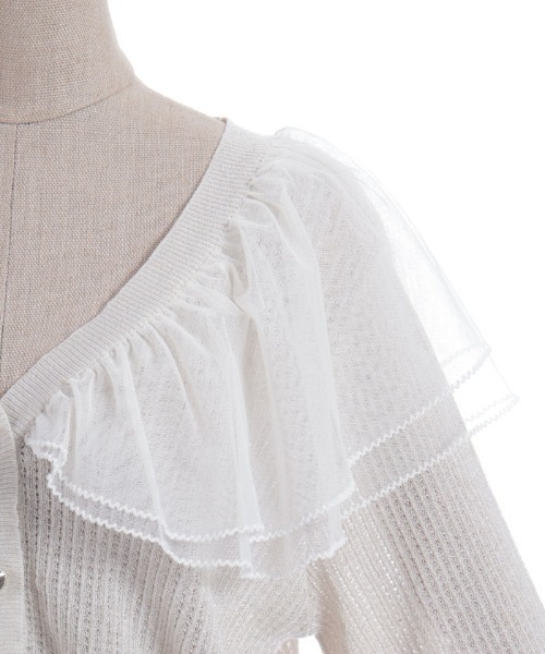 axes femme POETIQUE(アクシーズファムポエティック)の「チュールフリルUVカットカーディガン(カーディガン/ボレロ・レディース・ピンク/ミント/キナリ・MEDIUM)」の15枚目の写真