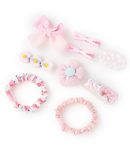 petit main（プティマイン）の「アソートヘアアクセセット/L（バレッタ/ヘアクリップ・キッズ・ライトグリーン/ピンク/イエロー・F）」の3枚目の写真