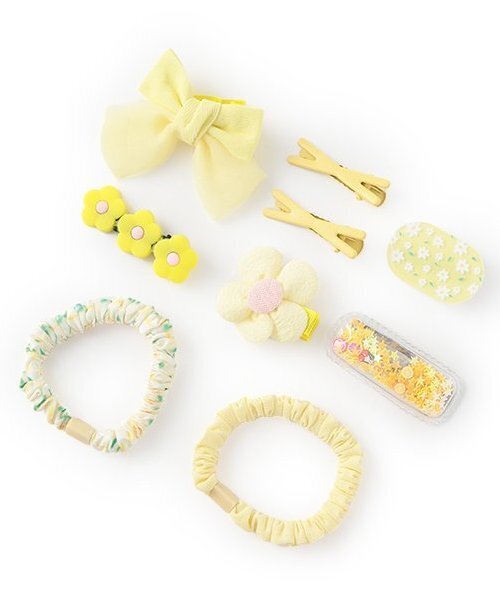 petit main（プティマイン）の「アソートヘアアクセセット/L（バレッタ/ヘアクリップ・キッズ・ライトグリーン/ピンク/イエロー・F）」の2枚目の写真