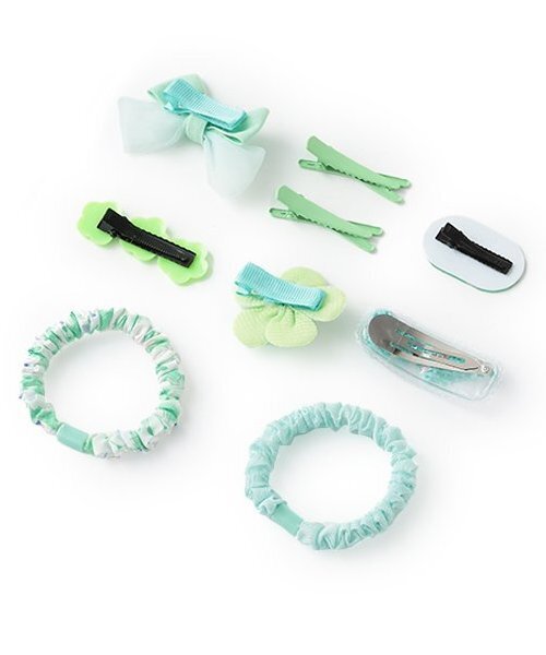 petit main（プティマイン）の「アソートヘアアクセセット/L（バレッタ/ヘアクリップ・キッズ・ライトグリーン/ピンク/イエロー・F）」の4枚目の写真