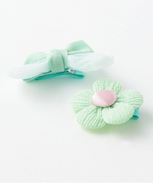 petit main（プティマイン）の「アソートヘアアクセセット/L（バレッタ/ヘアクリップ・キッズ・ライトグリーン/ピンク/イエロー・F）」の5枚目の写真
