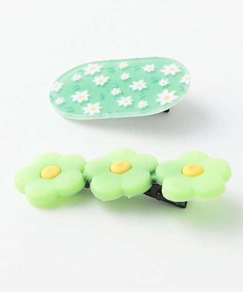 petit main（プティマイン）の「アソートヘアアクセセット/L（バレッタ/ヘアクリップ・キッズ・ライトグリーン/ピンク/イエロー・F）」の6枚目の写真