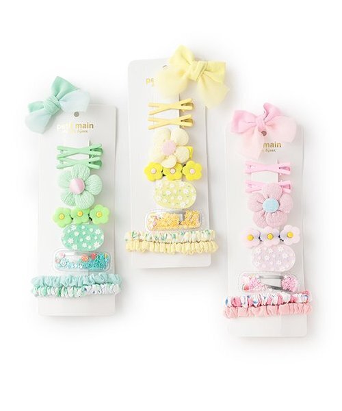 petit main（プティマイン）の「アソートヘアアクセセット/L（バレッタ/ヘアクリップ・キッズ・ライトグリーン/ピンク/イエロー・F）」の15枚目の写真