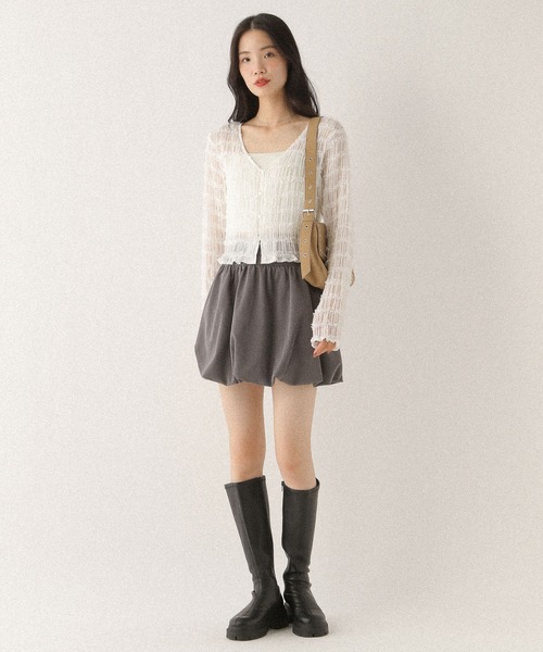 Heather(ヘザー)の「ギャザーバルーンミニスカート 576805(スカート・レディース・ベージュ/ブラウン系その他/チャコールグレー/ブラウン系その他2・S/M)」の13枚目の写真