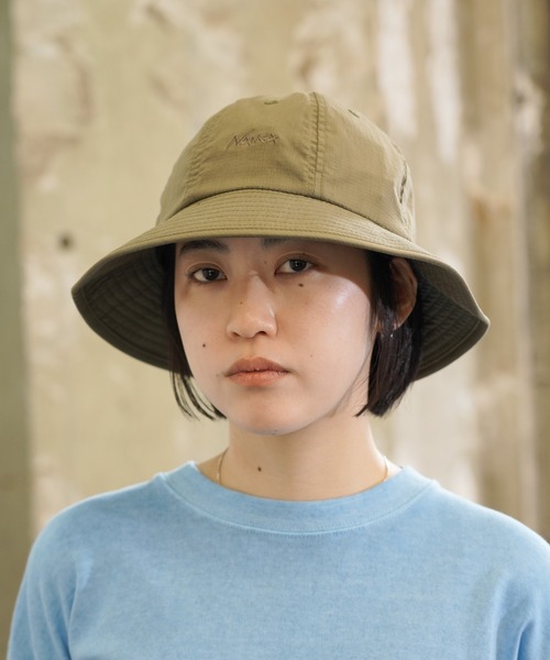 NANGA(ナンガ)の「NANGA / ナンガ HINOC RIPSTOP UT 7PANEL HAT ヒノック リップストップ 7パネル ハット(ハット・メンズ・ブラック/エメラルド・FREE)」の2枚目の写真