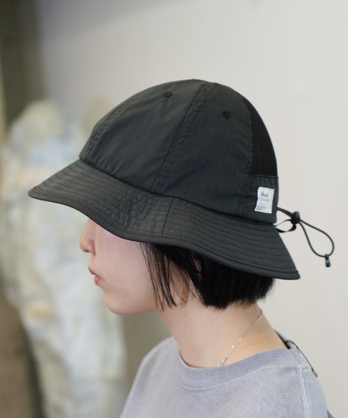 NANGA(ナンガ)の「NANGA / ナンガ HINOC RIPSTOP UT 7PANEL HAT ヒノック リップストップ 7パネル ハット(ハット・メンズ・ブラック/エメラルド・FREE)」の4枚目の写真