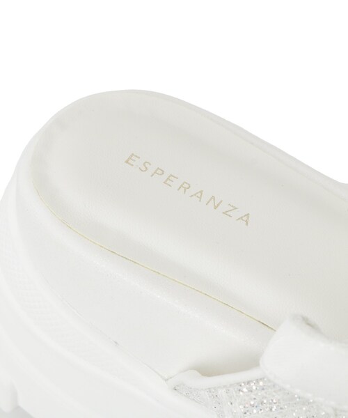 ESPERANZA(エスペランサ)の「ツイード風フラワーベルトスポサン(サンダル・レディース・ピンク系/アイボリー/グレー・S/M/L/LL)」の12枚目の写真