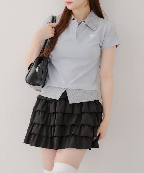 Another Branch olive des olive（アナザーブランチオリーブデオリーブ）の「【@re.__mi23セレクト】フェイクシャツレイヤードトップス（Tシャツ/カットソー・レディース・サックスブルー/トップグレー/ネイビー・FREE）」の14枚目の写真