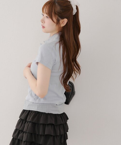 Another Branch olive des olive（アナザーブランチオリーブデオリーブ）の「【@re.__mi23セレクト】フェイクシャツレイヤードトップス（Tシャツ/カットソー・レディース・サックスブルー/トップグレー/ネイビー・FREE）」の15枚目の写真