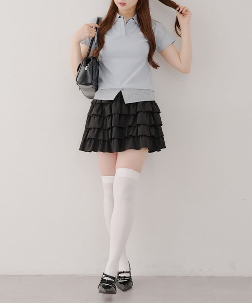 Another Branch olive des olive（アナザーブランチオリーブデオリーブ）の「【@re.__mi23セレクト】フェイクシャツレイヤードトップス（Tシャツ/カットソー・レディース・サックスブルー/トップグレー/ネイビー・FREE）」の16枚目の写真