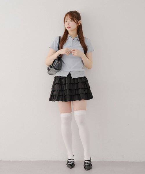 Another Branch olive des olive（アナザーブランチオリーブデオリーブ）の「【@re.__mi23セレクト】フェイクシャツレイヤードトップス（Tシャツ/カットソー・レディース・サックスブルー/トップグレー/ネイビー・FREE）」の17枚目の写真