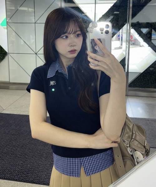 Another Branch olive des olive（アナザーブランチオリーブデオリーブ）の「【@re.__mi23セレクト】フェイクシャツレイヤードトップス（Tシャツ/カットソー・レディース・サックスブルー/トップグレー/ネイビー・FREE）」の3枚目の写真