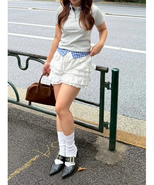 Another Branch olive des olive（アナザーブランチオリーブデオリーブ）の「【@re.__mi23セレクト】フェイクシャツレイヤードトップス（Tシャツ/カットソー・レディース・サックスブルー/トップグレー/ネイビー・FREE）」の4枚目の写真