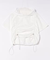 hooded drawstring crop tee