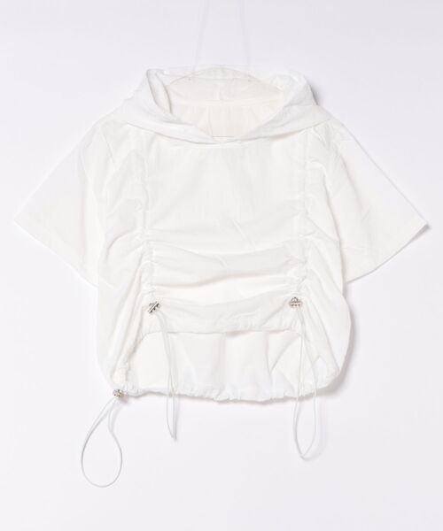 Uenui（ウニュイ）の「hooded drawstring crop tee（Tシャツ/カットソー・レディース・グレー/ブラック/アイボリー・FREE）」の3枚目の写真