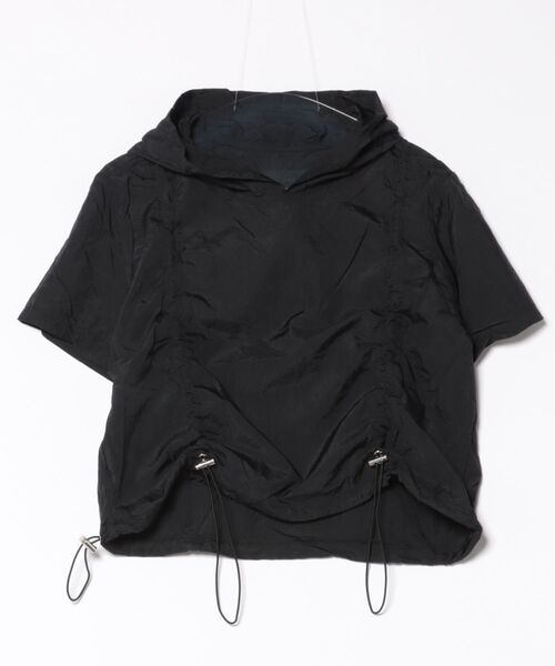 Uenui（ウニュイ）の「hooded drawstring crop tee（Tシャツ/カットソー・レディース・グレー/ブラック/アイボリー・FREE）」の8枚目の写真