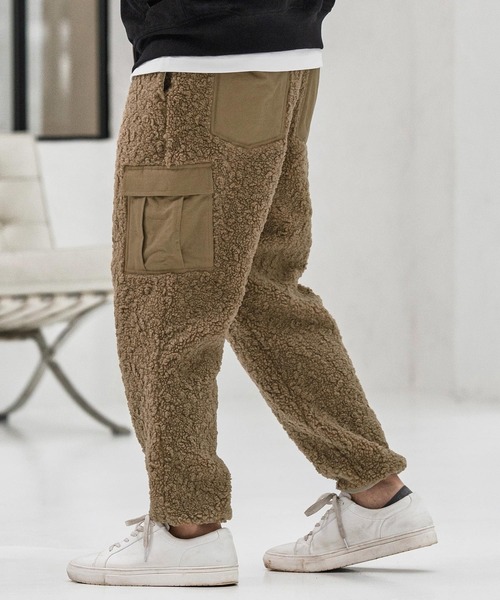 mp13864-Poodle Like Boa Switch Cargo Pants ボアカーゴパンツ