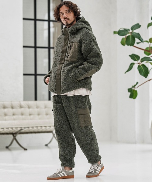 mp13864-Poodle Like Boa Switch Cargo Pants ボアカーゴパンツ