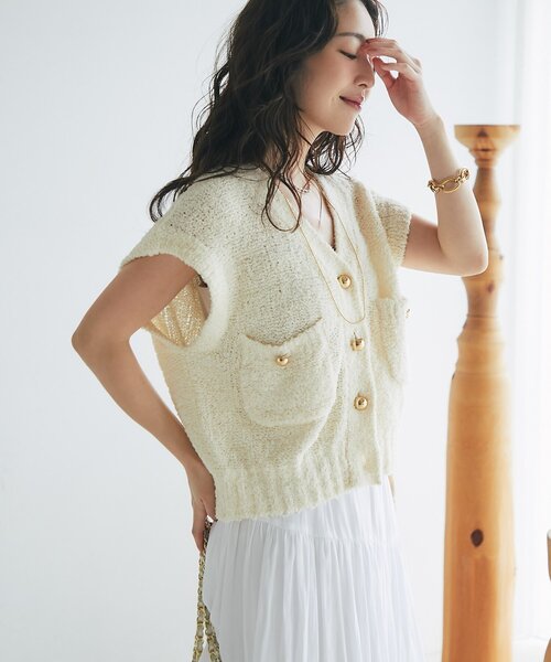 ペーパーニットベスト ON・OFF兼用】ペーパーニットベスト（ニット/セーター）｜La