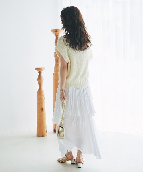 La boutique BonBon（ラブティックボンボン）の「【ON・OFF兼用】ペーパーニットベスト（ニット/セーター・レディース・ネイビー/アイボリー・FREE）」の9枚目の写真