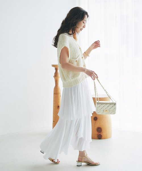 La boutique BonBon（ラブティックボンボン）の「【ON・OFF兼用】ペーパーニットベスト（ニット/セーター・レディース・ネイビー/アイボリー・FREE）」の10枚目の写真