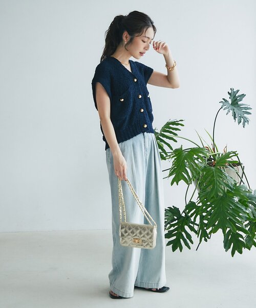 La boutique BonBon（ラブティックボンボン）の「【ON・OFF兼用】ペーパーニットベスト（ニット/セーター・レディース・ネイビー/アイボリー・FREE）」の17枚目の写真