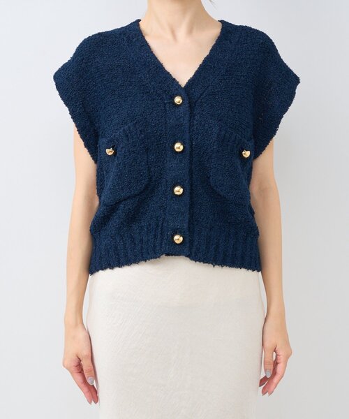 La boutique BonBon（ラブティックボンボン）の「【ON・OFF兼用】ペーパーニットベスト（ニット/セーター・レディース・ネイビー/アイボリー・FREE）」の20枚目の写真