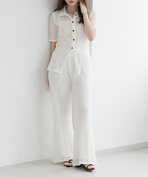 raffime（ラフィミー）の「【Raffime】レースフレアパンツ（その他パンツ・レディース・ブラック/オフホワイト・フリー）」の9枚目の写真