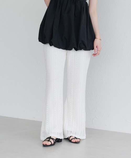 raffime（ラフィミー）の「【Raffime】レースフレアパンツ（その他パンツ・レディース・ブラック/オフホワイト・フリー）」の8枚目の写真