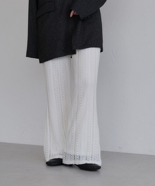 raffime（ラフィミー）の「【Raffime】レースフレアパンツ（その他パンツ・レディース・ブラック/オフホワイト・フリー）」の4枚目の写真