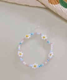 ブレスレット（ホワイト/白色系・フラワーモチーフ