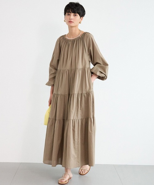 BARNYARDSTORM（バンヤードストーム）の「BARNYARDSTORM /　ティアードロングドレス【JAPAN FABLIC】 / ハンドウォッシャブル（ワンピース・レディース・ベージュ/ブラック・FREE）」の2枚目の写真